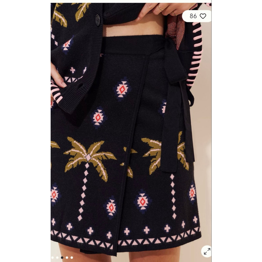 NEVER FULLY DRESSED| Tropical HAVANA KNIT Wrap SKIRT $198 retail Med EUC - Picture 8 of 8